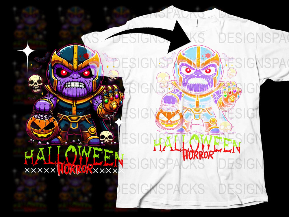Halloween Horror T-Shirt, Spooky Cartoon Monster Graphic, Kids and Adults Casual Wear