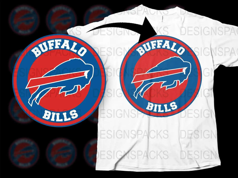 Buffalo Bills Logo T-Shirt, NFL Sports Team Graphic Tee, Men's Football Fan Apparel, Casual Wear White Shirt