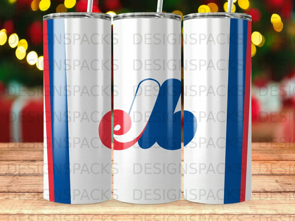 Montreal Expos Logo Red Blue Stripes White Tumbler product type