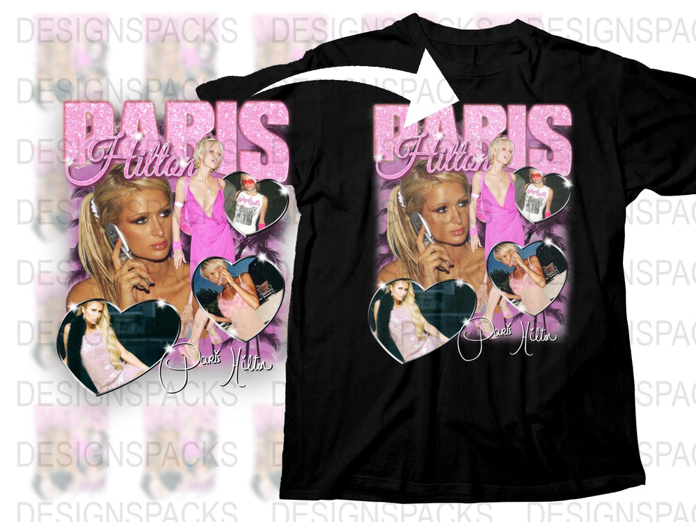 Paris Hilton Graphic T-Shirt, Vintage Style Celebrity Tee, Pop Culture Fashion, Retro Inspired Top for Men and Women