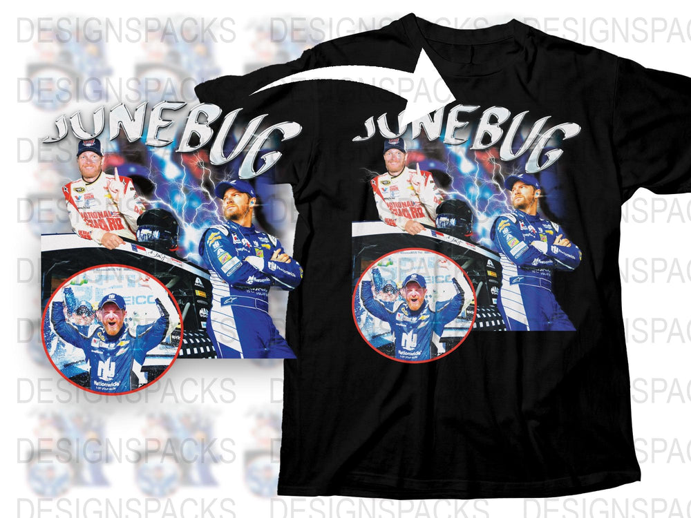 NASCAR Racing T-Shirt Vintage Junebug Victory Graphic Tee Collectible Racing Fan Apparel Multiple Sizes Available