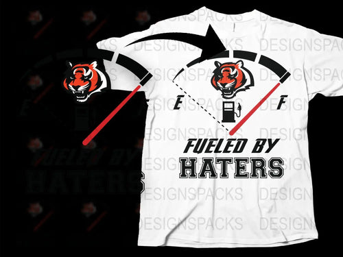 Fueled by Haters Tiger Graphic T-Shirt, Bold Statement Tee, Black and White Unisex Shirt, Trendy Athletic Style Top, Casual Wear