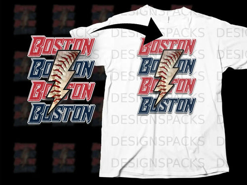 Boston Lightning Baseball Graphic T-Shirt
