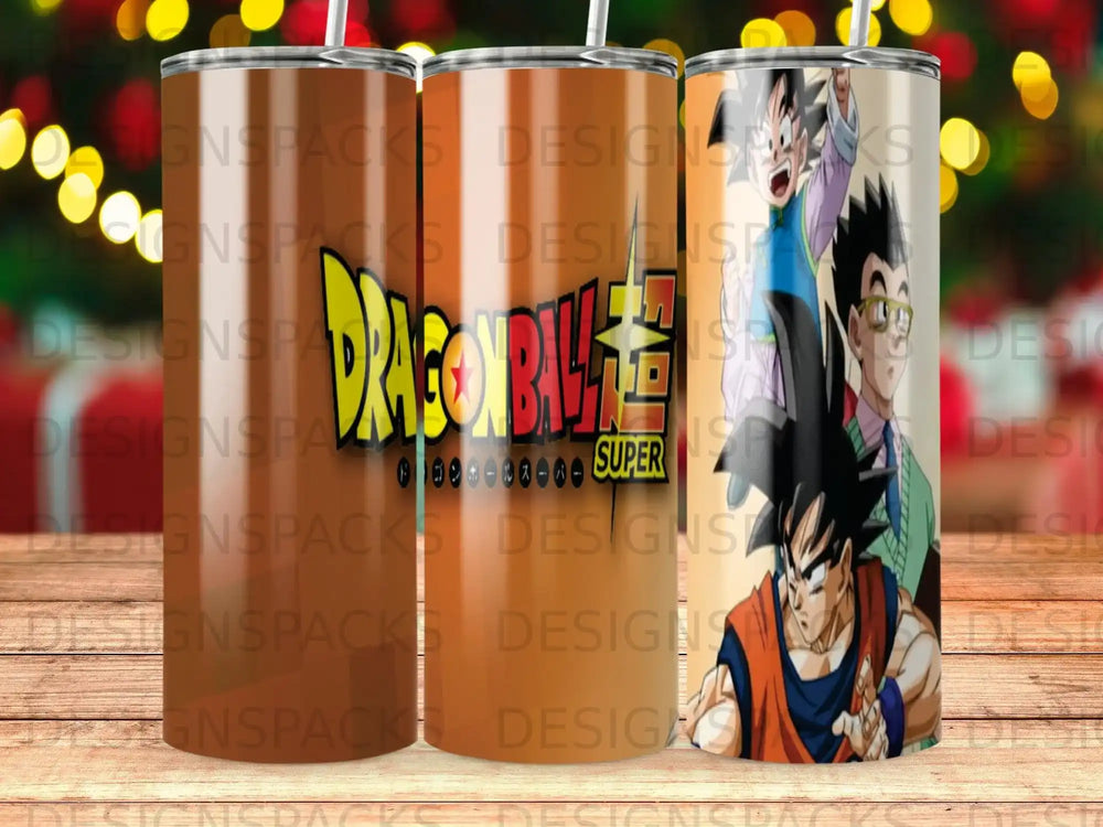 Dragon Ball Z characters Goku and Vegeta on a tumbler.
