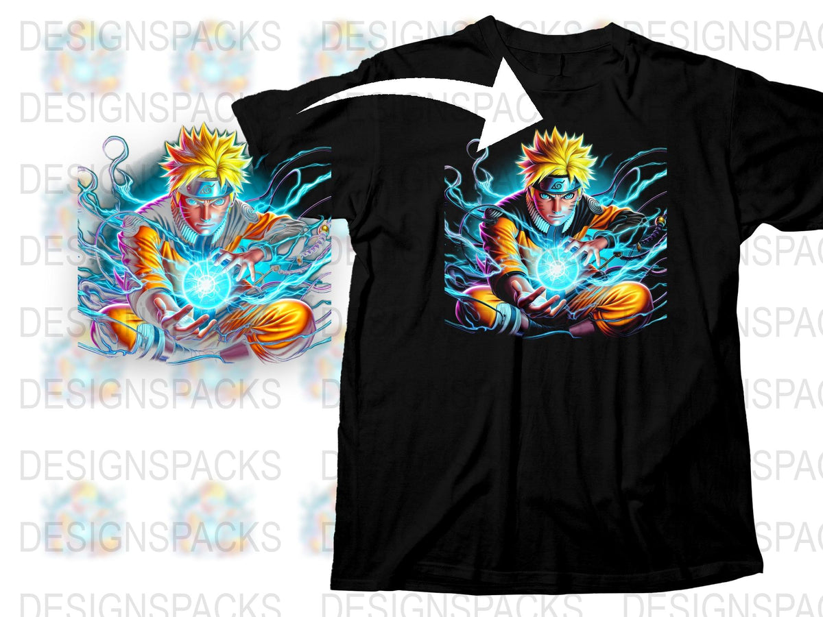 Anime Inspired Electric Blue Graphic T-Shirt, Bold Character Design, Casual Wear, Collectible Fan Merchandise