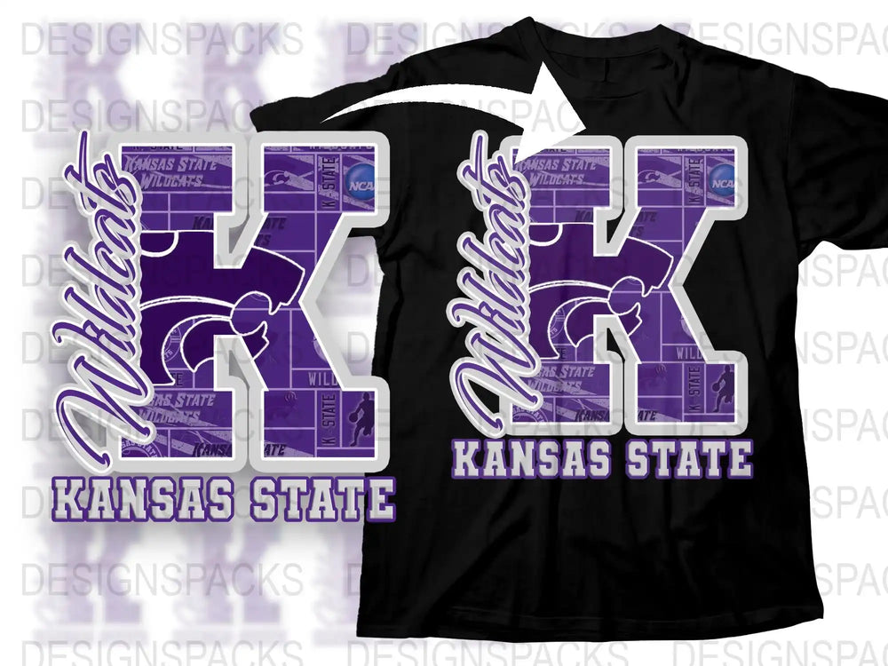 Kansas State Wildcats T-Shirt, NCAA Fan Apparel, Purple Graphic Tee, KSU Logo, Sports Clothing