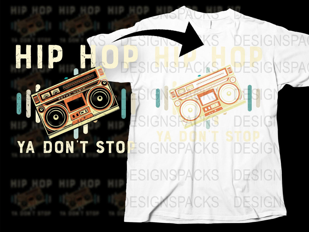 Hip Hop Boombox Retro Graphic T-Shirt, Vintage Radio Design Tee, Urban Streetwear Style, Music Lovers Top