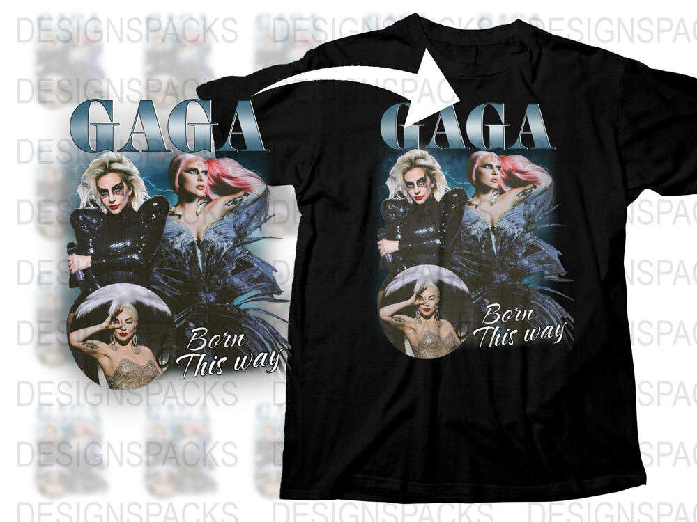 Lady Gaga Born This Way Black T-Shirt, Pop Culture Music Tee, Fan Merchandise Graphic Shirt