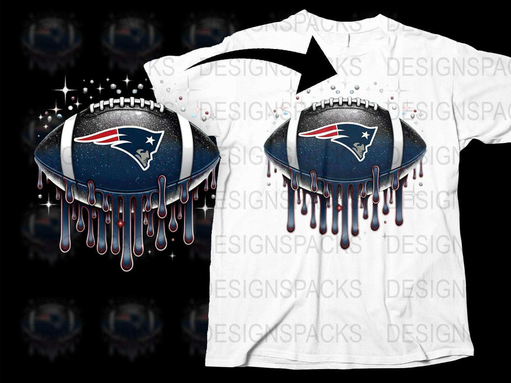 New England Patriots Dripping Paint Design T-Shirt, NFL Team Graphic Tee, Football Fan Apparel