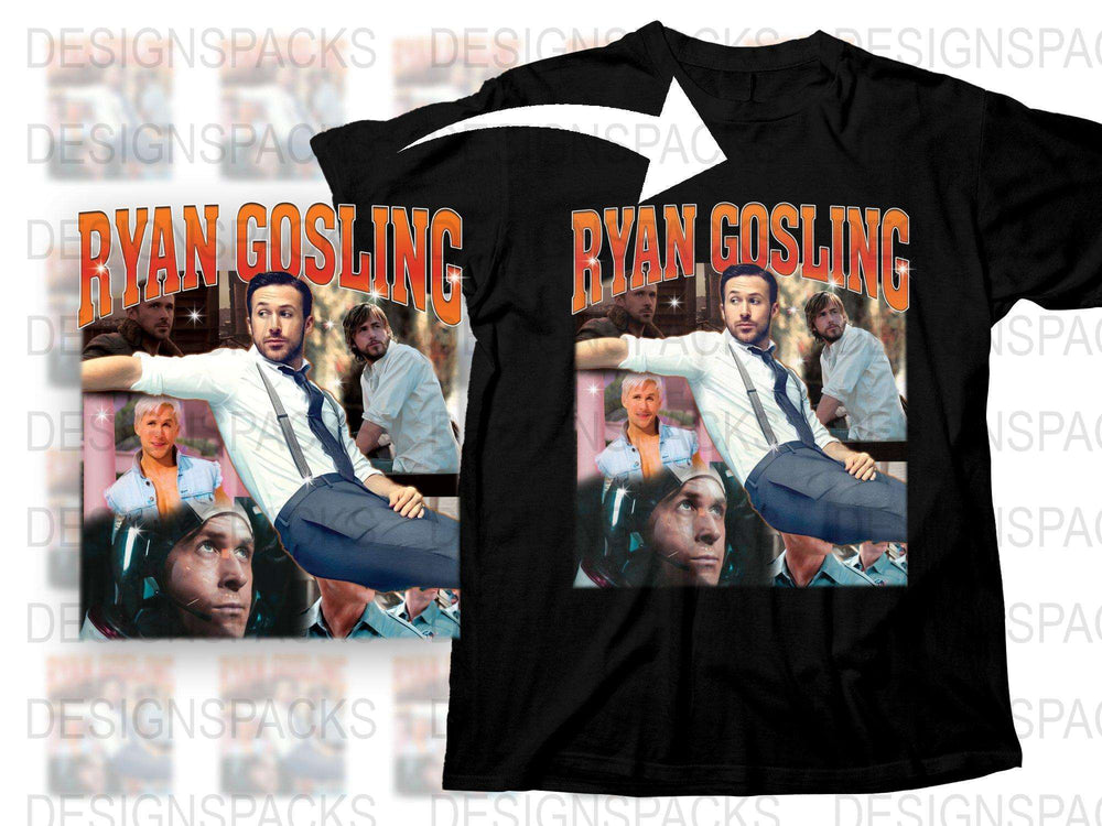 Ryan Gosling Movie Collage T-Shirt, Vintage Style Graphic Tee, Unisex Film Fan Apparel