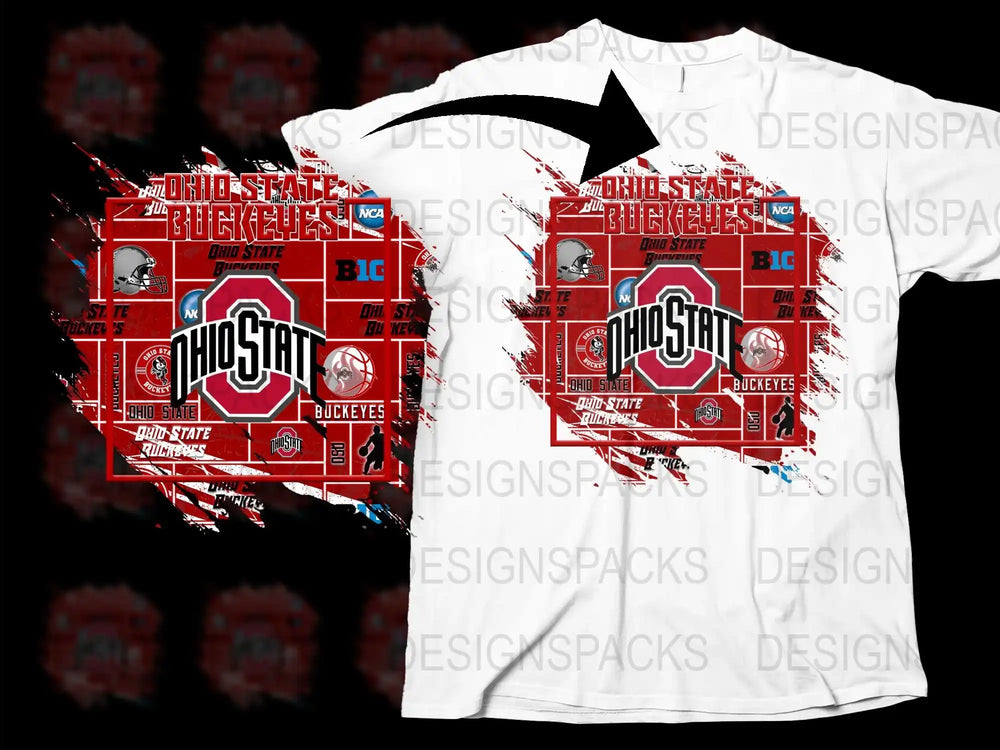 Ohio State Buckeyes Football Shirt, Red and White Graphic Tee, College Sports Apparel, Fan Gift Idea