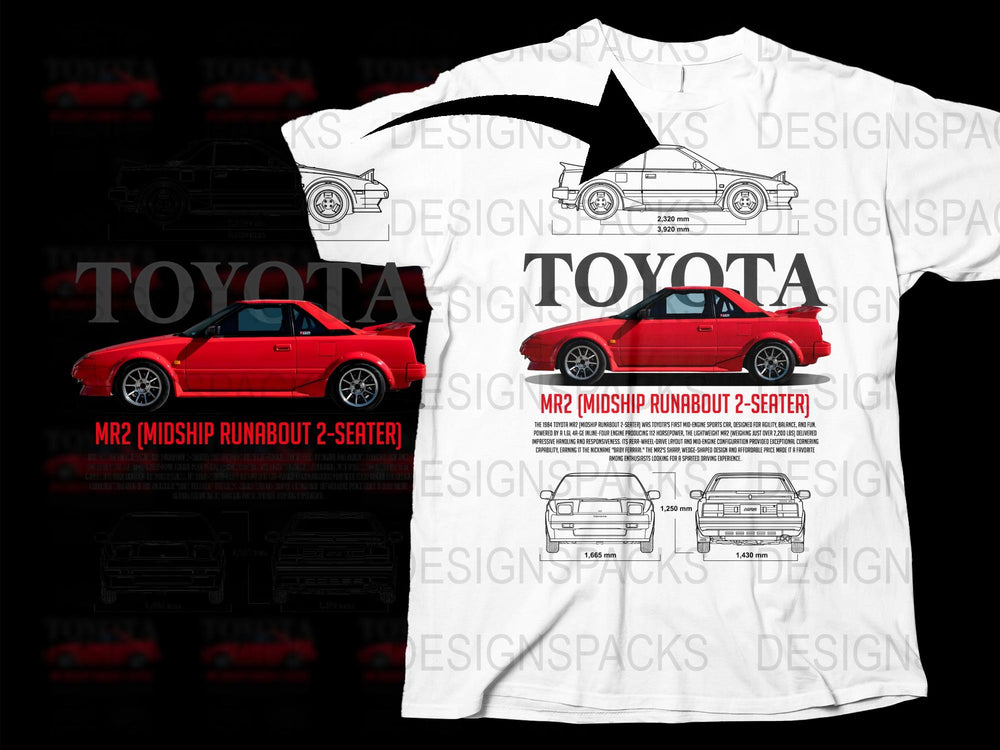 Toyota MR2 Classic Car T-Shirt, Vintage Automotive Tee, Collector Car Graphic, 2-Seater Sports Car Design, Unisex Apparel