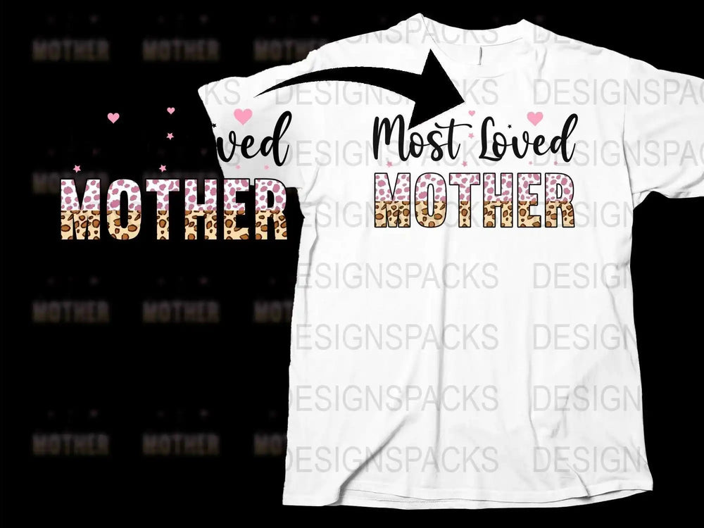 Most Loved Mother T-Shirt, Floral Glitter Design, Perfect Gift for Mom, Mother's Day Special Tee