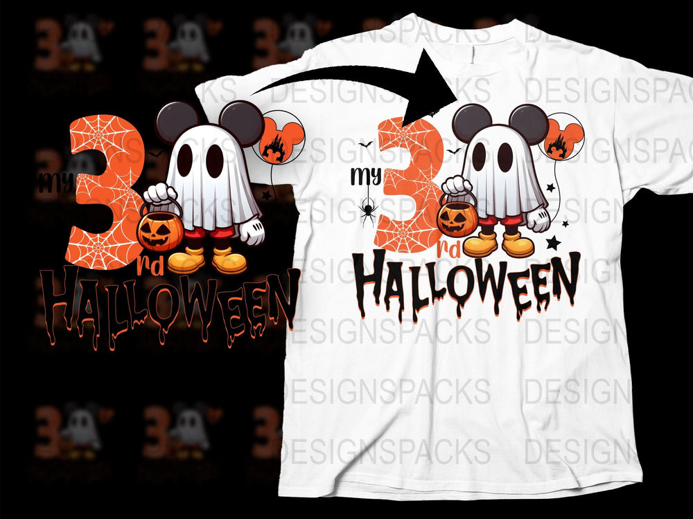 Halloween Ghost T-Shirt, Cute Spooky Apparel, Toddler Third Birthday, Fall Celebration, Pumpkin Design Kids Party Wear