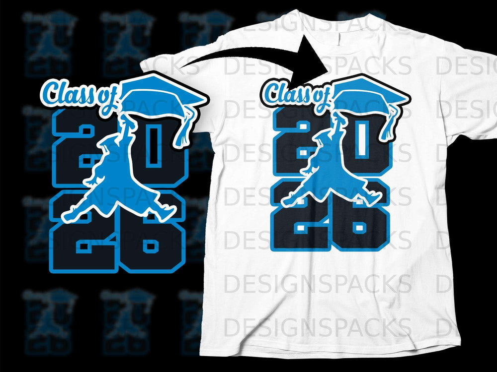 Graduation design featuring "Class of 2026" with a cap and gown silhouette.