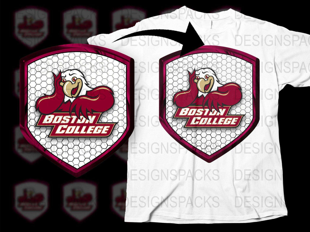Boston College T-Shirt, Eagle Mascot Graphic Tee, College Sports Apparel, Unisex White Shirt