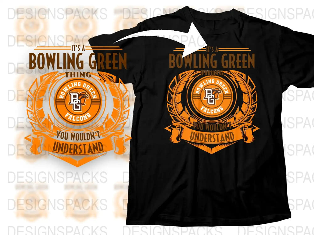 Bowling Green Falcons T-Shirt, College Sports Fan Gear, Black Orange Graphic Tee