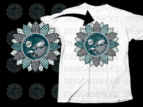 Philadelphia Eagles logo on sunflower design for a t-shirt.