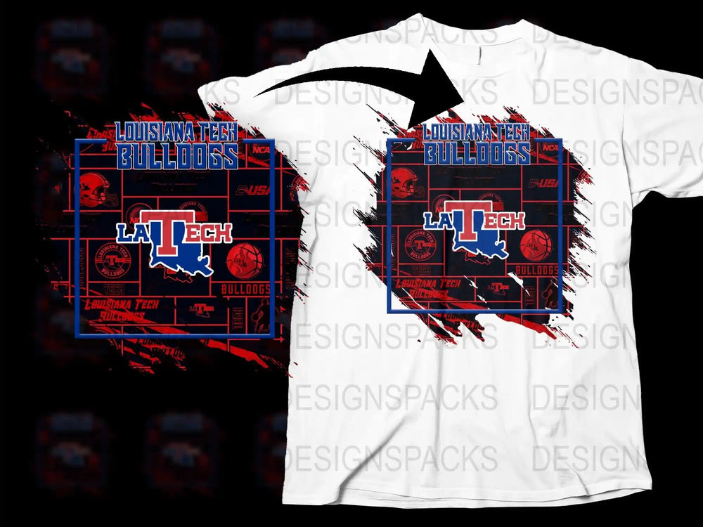 Louisiana Tech Bulldogs T-Shirt, Red and White Graphic Tee, College Sports Apparel, Fan Gift