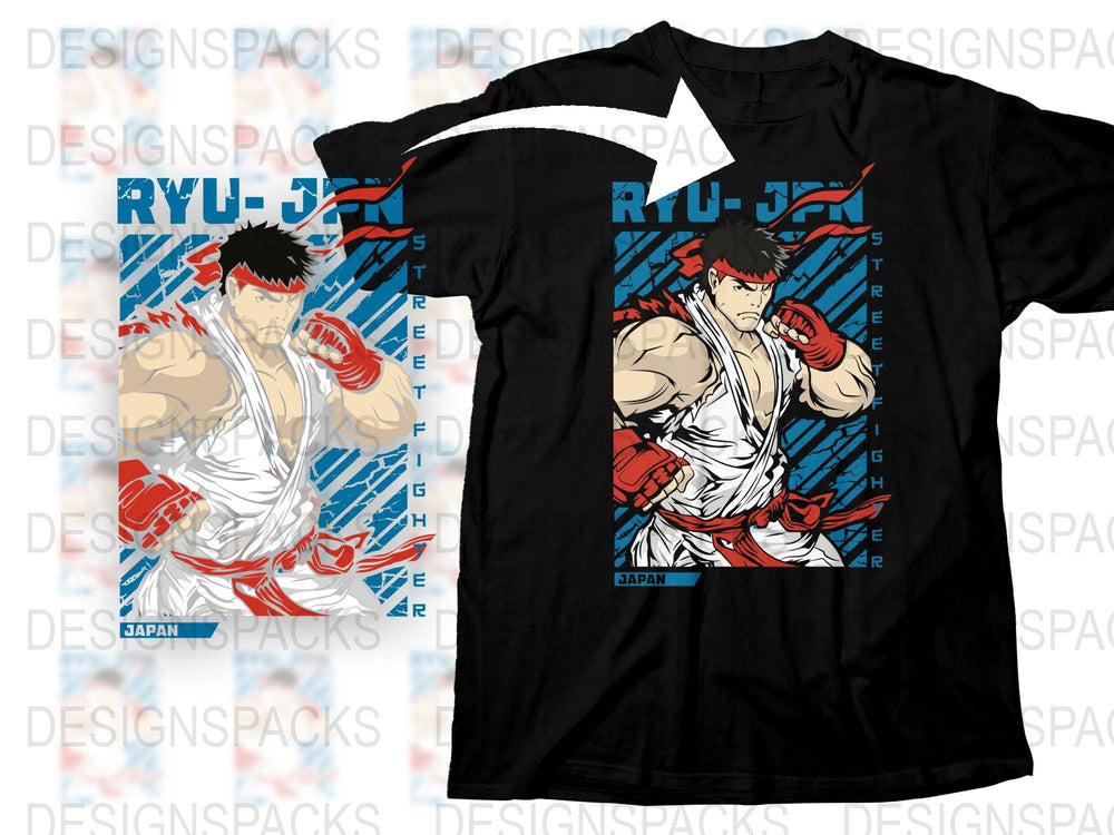 Vintage Style Martial Arts Fighter T-shirt, Retro Video Game Inspired Tee, Graphic Men's Shirt, Cool Street Fighter Design, Japanese Culture