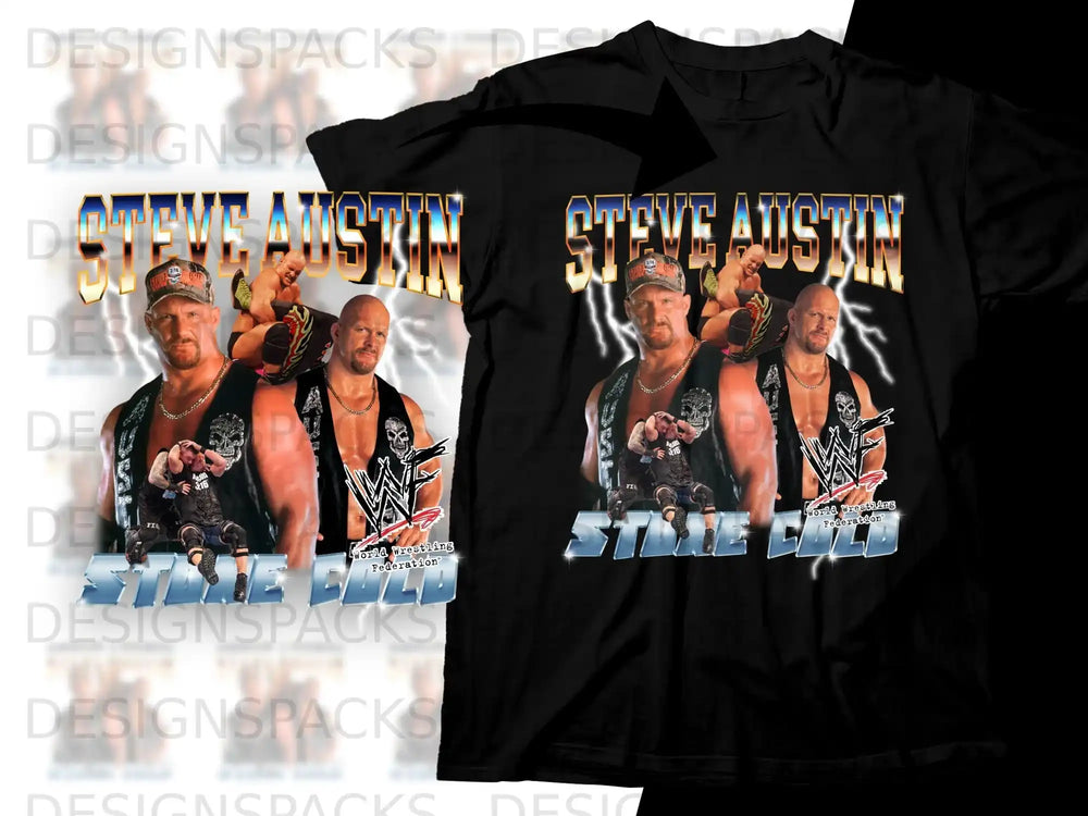 Steve Austin "Stone Cold" WWF Federation t-shirt design.