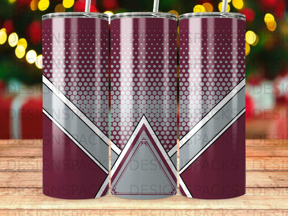 Burgundy Polka Dot Diagonal Bands Geometric Tumbler product type