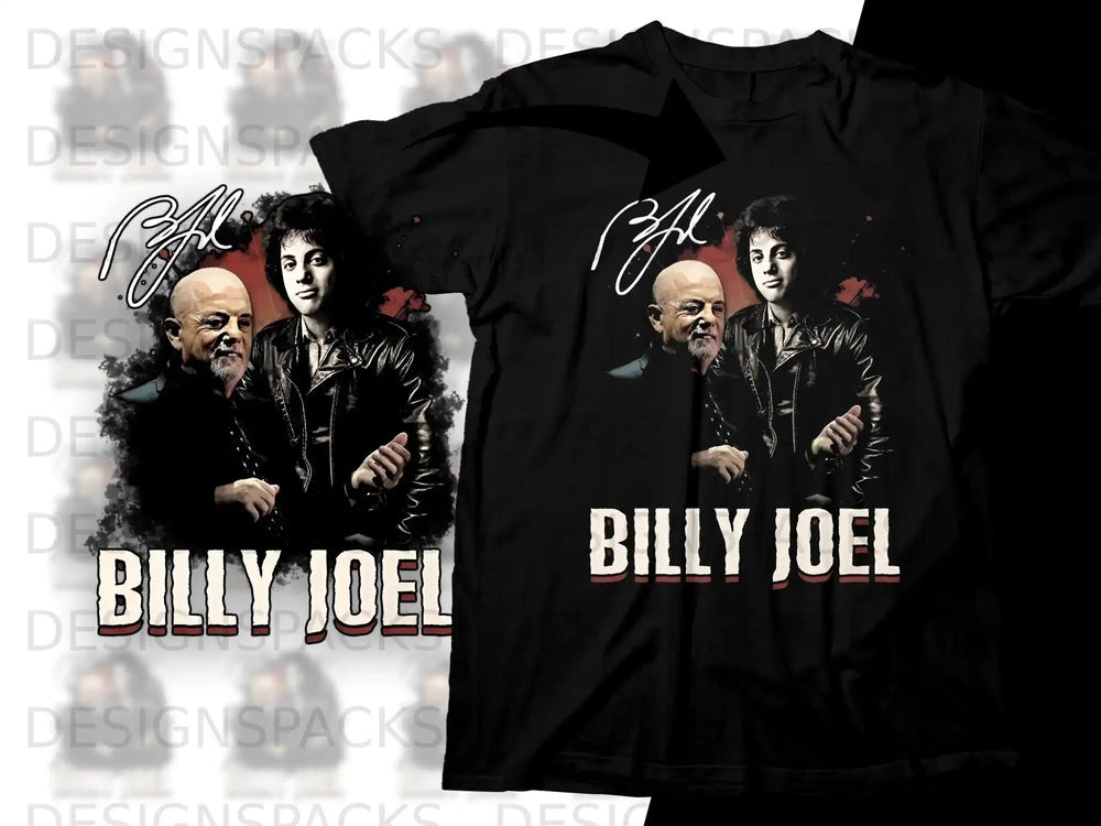 Billy Joel t-shirt with printed graphic of Billy Joel.