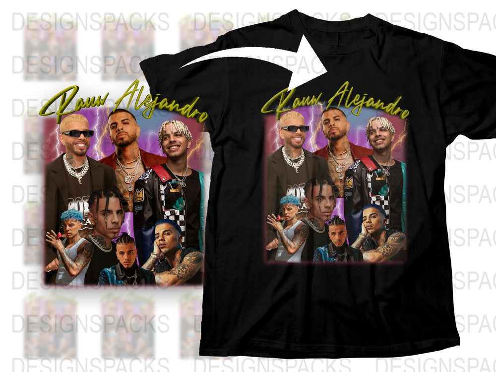 Men's Graphic Tee, Black T-Shirt with Celebrity Collage, Stylish Urban Fashion, Cool Casual Wear