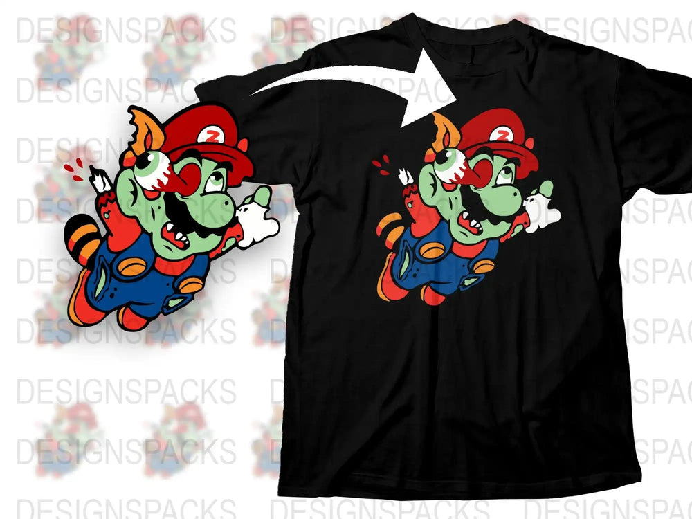 Colorful Vintage Cartoon Plumber Graphic T-Shirt, Retro Style Casual Wear, Unisex Black Tee with Bright Character Design