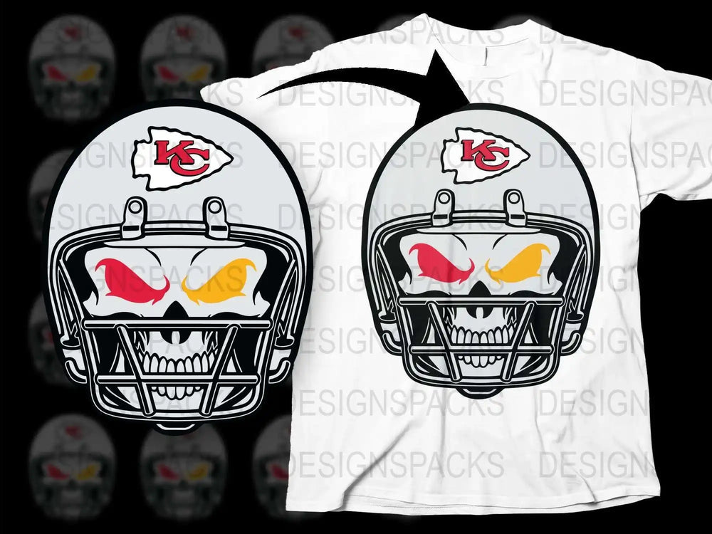 Kansas City Football Helmet Graphic T-Shirt, Sports Fan Apparel, Unisex White Tee