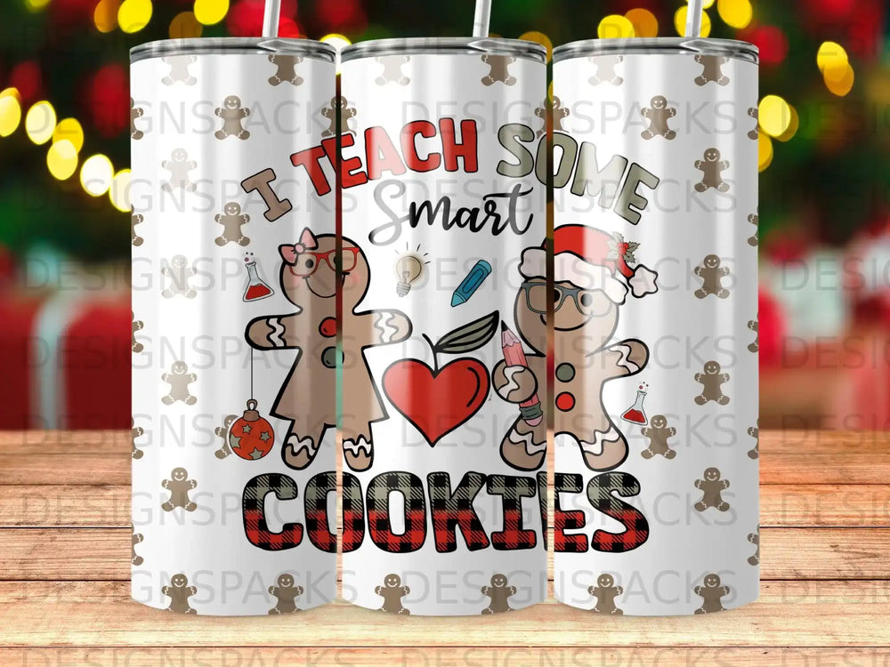 Gingerbread people with "I TEACH SMART COOKIES" text and festive details.