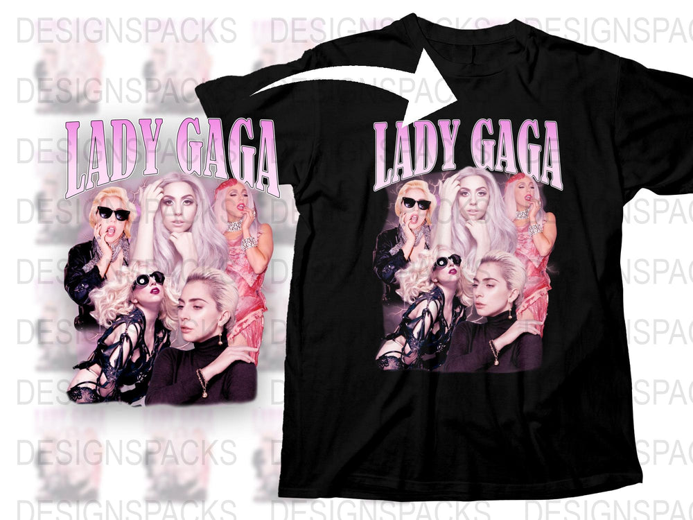 Lady Gaga Fan T-Shirt, Pop Icon Graphic Tee, Music Legend Collage Shirt, Celebrity Fashion Top