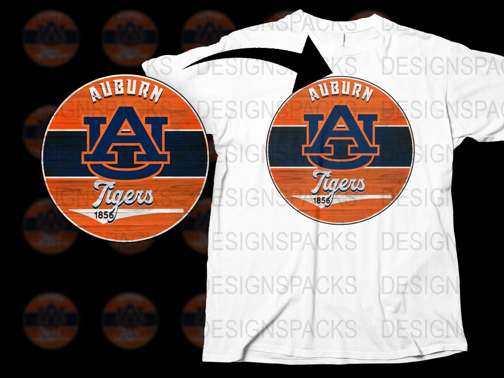 Auburn Tigers T-Shirt, Vintage College Logo, 1856 Sports Fan Apparel, Orange Blue Graphic Tee