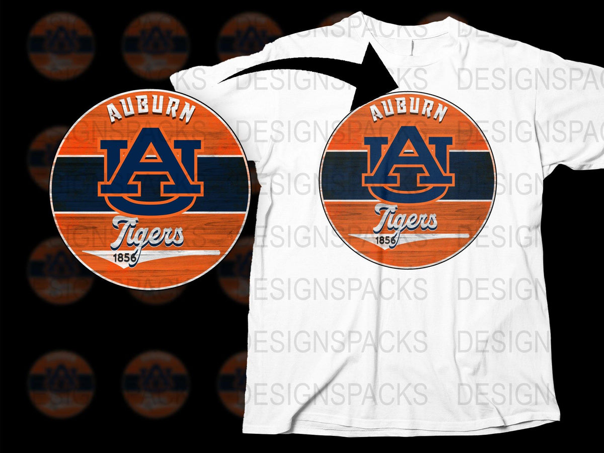 Auburn Tigers T-Shirt, Vintage College Logo, 1856 Sports Fan Apparel, Orange Blue Graphic Tee