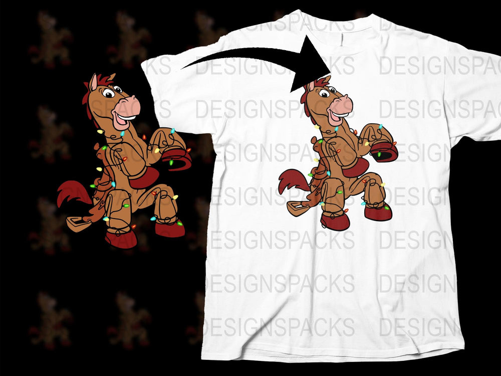 Cartoon Horse Printed T-Shirt, Kids Fun Animal Graphic Tee, White Casual Top