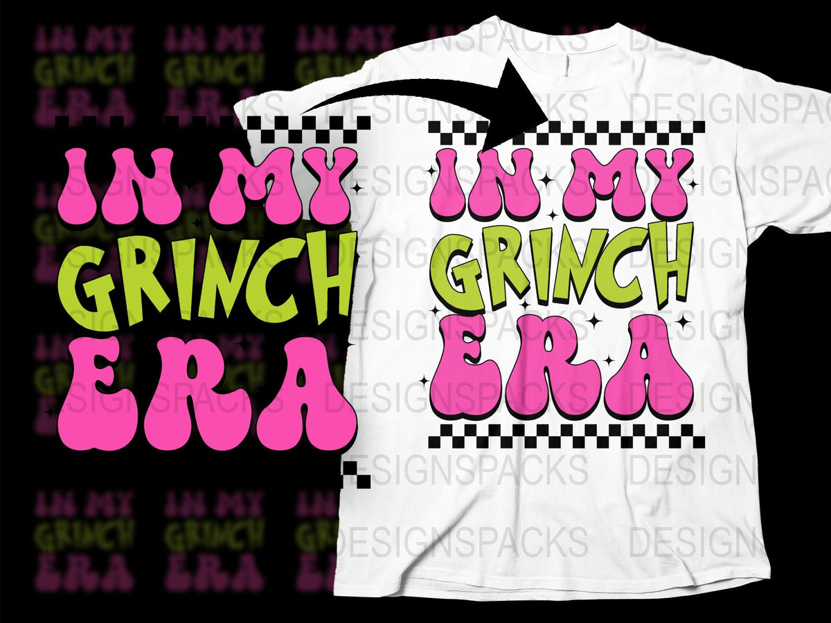 Grinch Era T-Shirt, Bold Pink Text, Christmas Casual Wear, Unique Holiday Gift, Festive Apparel