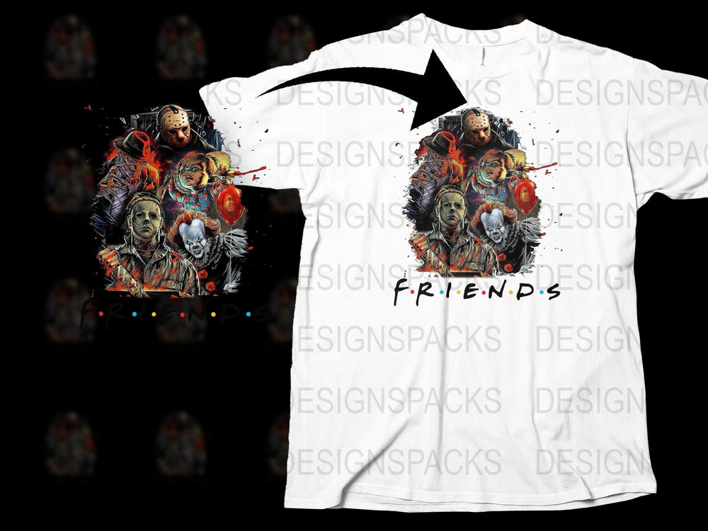 Unique Horror Movie Inspired T-Shirt, Friends Parody Graphic Tee, Unisex Cotton Shirt
