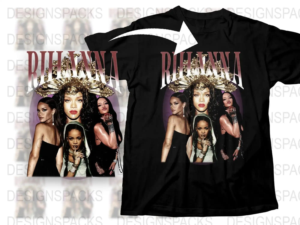 Graphic T-Shirt Featuring Multiple Images of a Pop Icon, Stylish Black Tee with Vintage Design Elements.