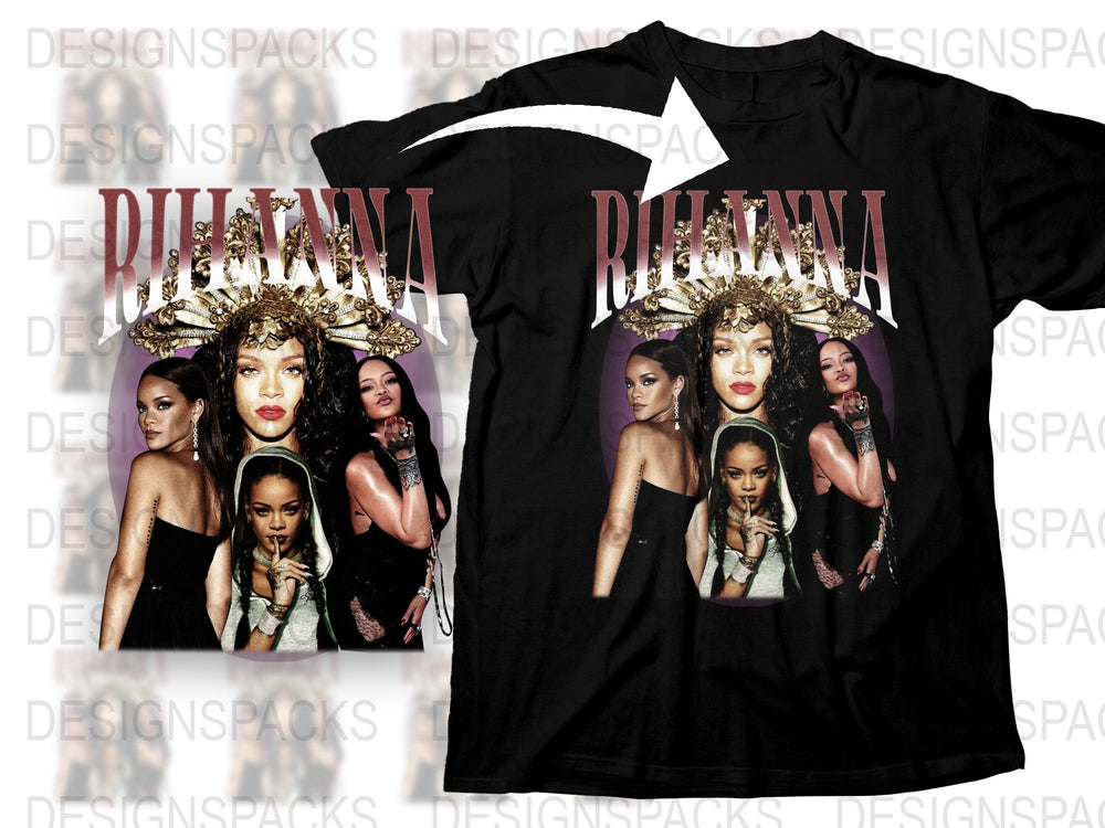 Graphic T-Shirt Featuring Multiple Images of a Pop Icon, Stylish Black Tee with Vintage Design Elements.