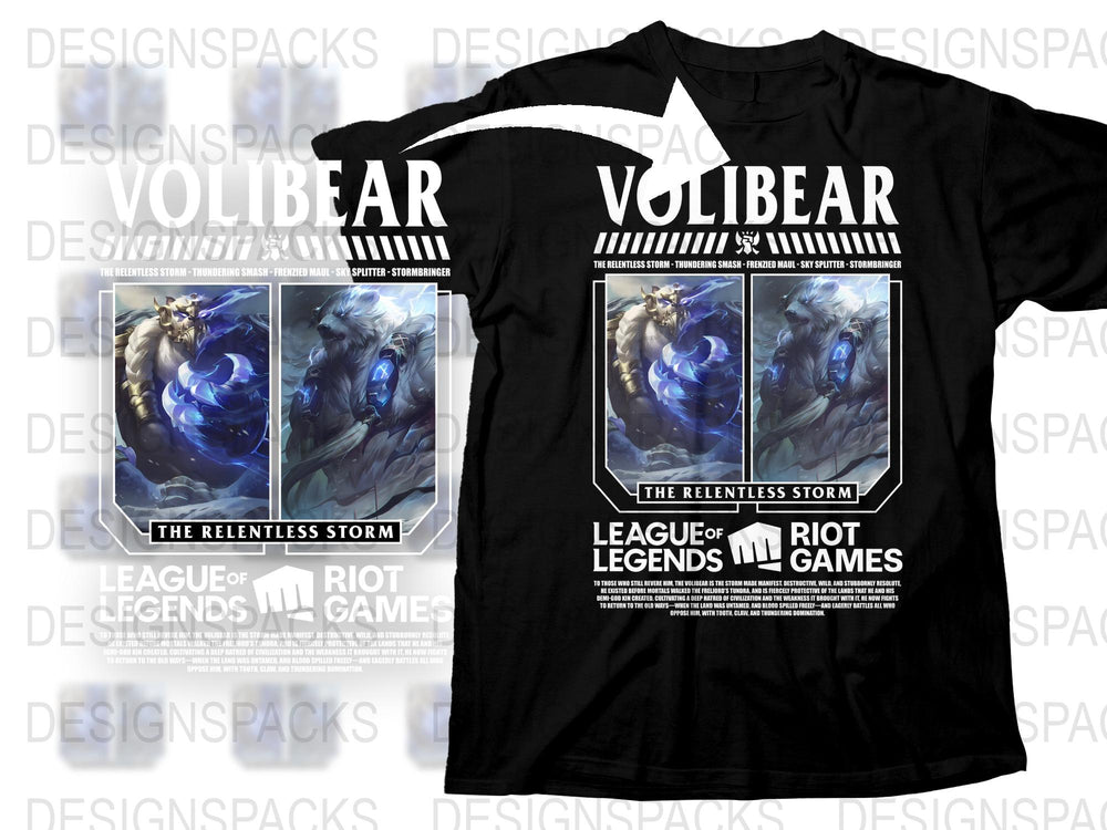 League of Legends Volibear T-Shirt, The Relentless Storm Graphic Tee, Riot Games Merchandise