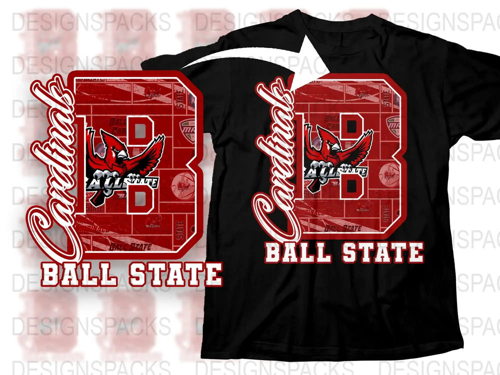 Ball State Cardinals Graphic T-Shirt, Red and Black Sports Tee, College Football Fan Apparel
