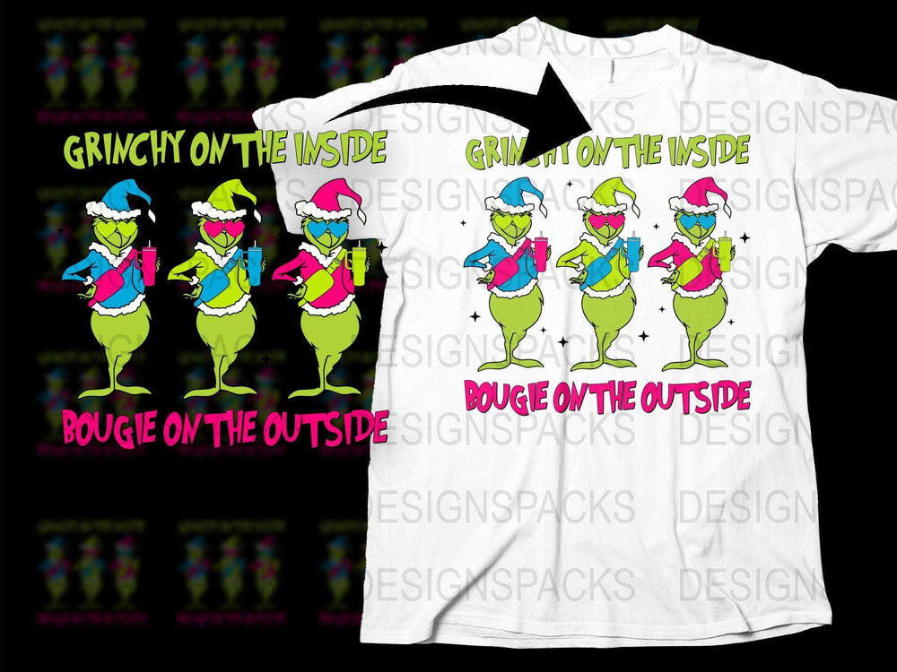 Grinchy Bougie Funny Christmas T-Shirt, Cartoon Character Holiday Tee, Whimsical Festive Apparel, Unisex Gift