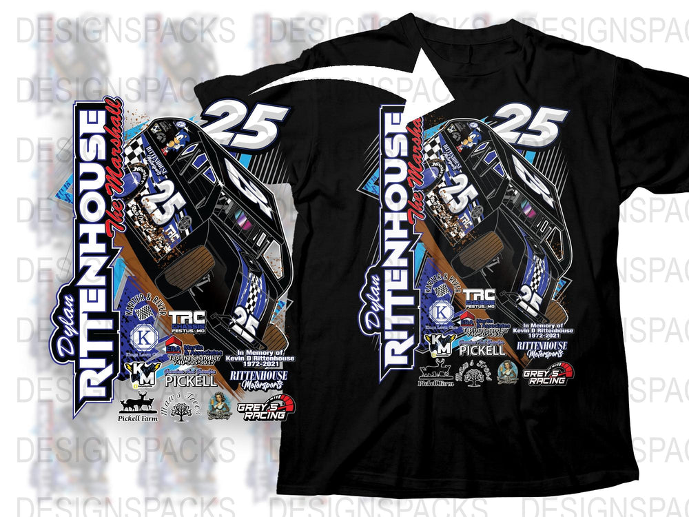 Race Car T-Shirt, Motorsport Graphic Tee, Black Racing Shirt, Sporty Casual Apparel, Driver Number 25 Merchandise