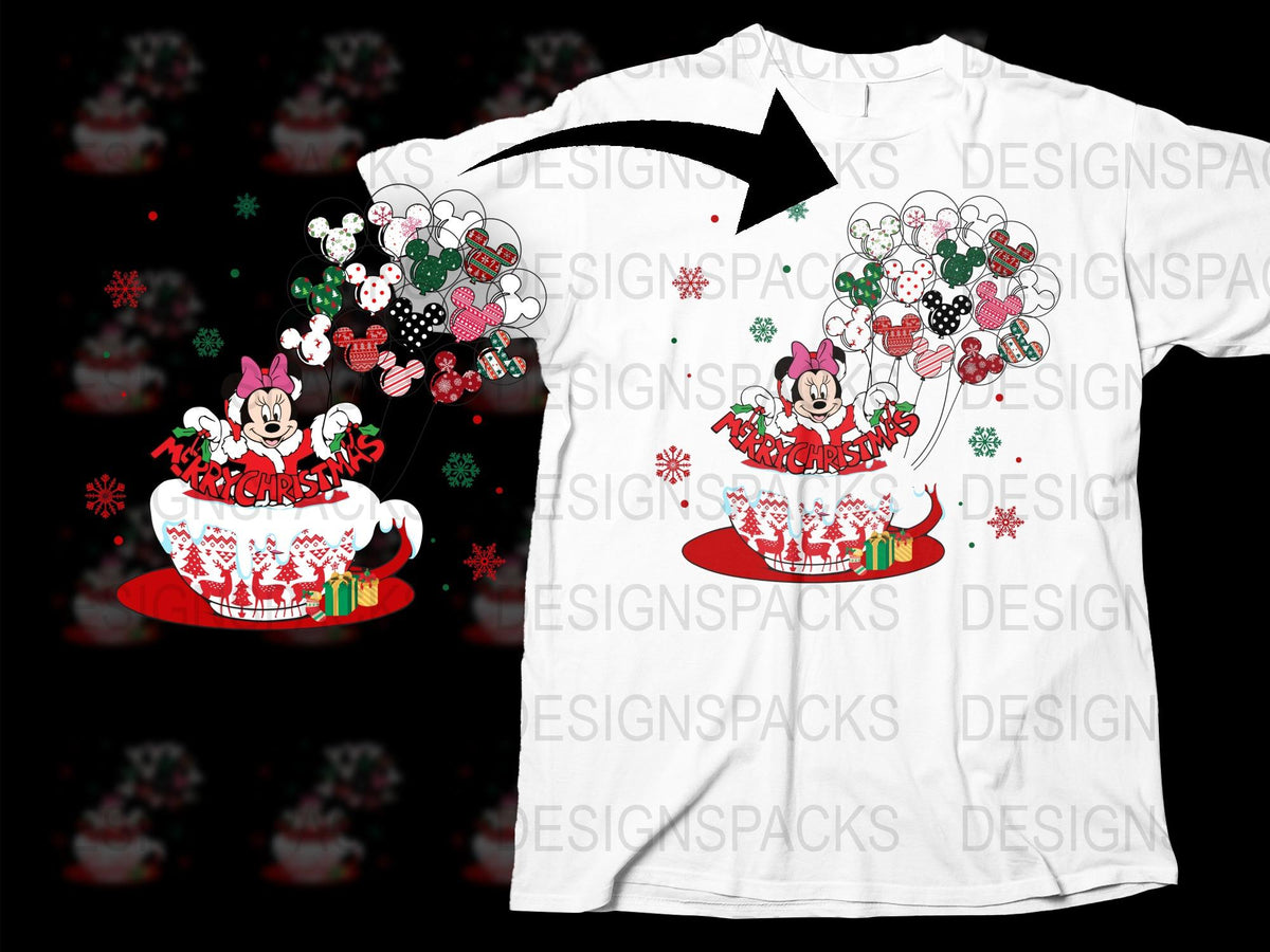 Festive Mickey Mouse Holiday T-Shirt, Christmas Sledding Graphic Tee, Disney Character Apparel, Snowflakes and Gifts Design