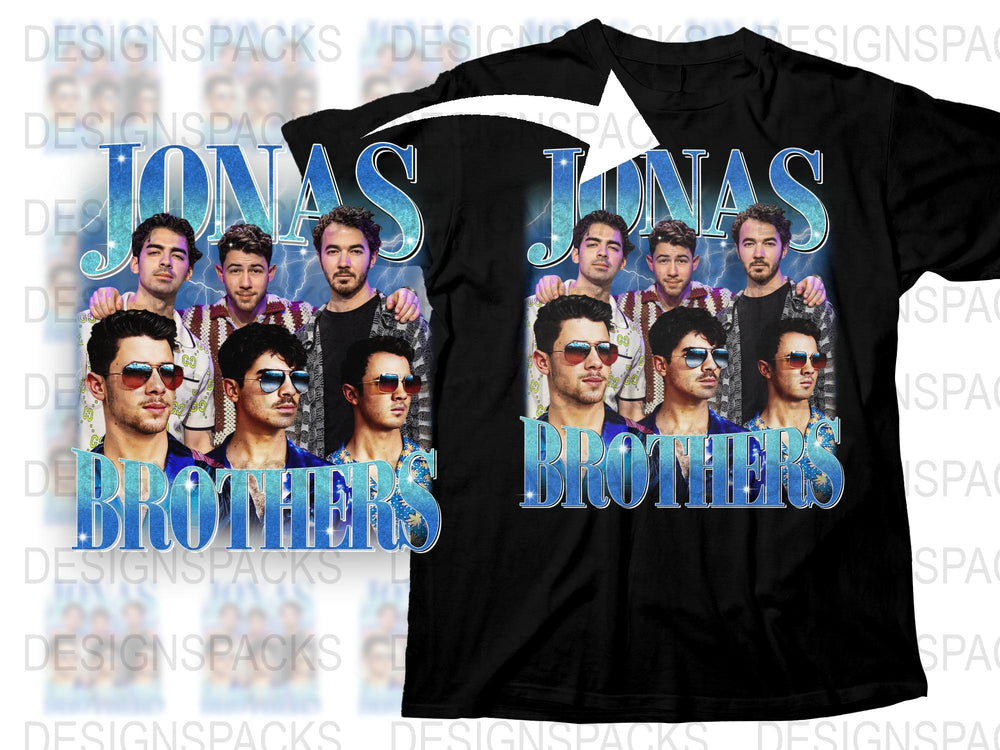 Vintage Jonas Brothers Band T-Shirt, Retro Pop Music Tee, Collectible Concert Merch, Unisex Black Graphic Shirt