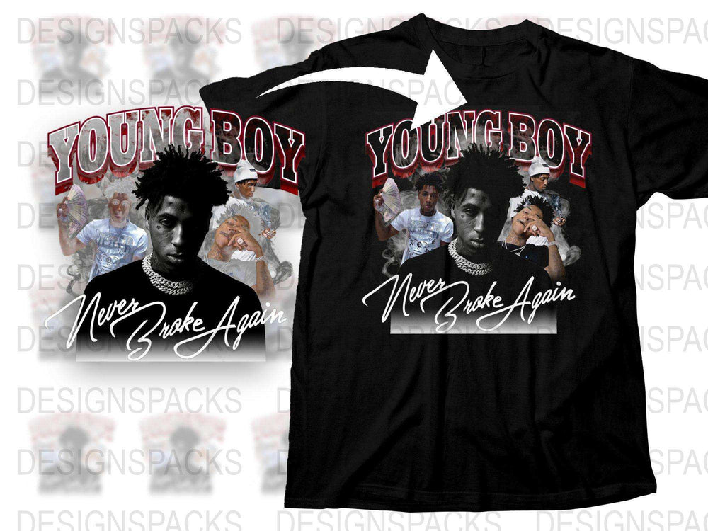 YoungBoy Never Broke Again Graphic T-Shirt, Hip Hop Music Fan Apparel, Trendy Black Tee