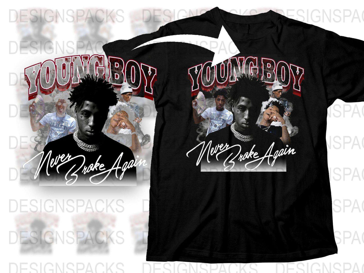YoungBoy Never Broke Again Graphic T-Shirt, Hip Hop Music Fan Apparel, Trendy Black Tee