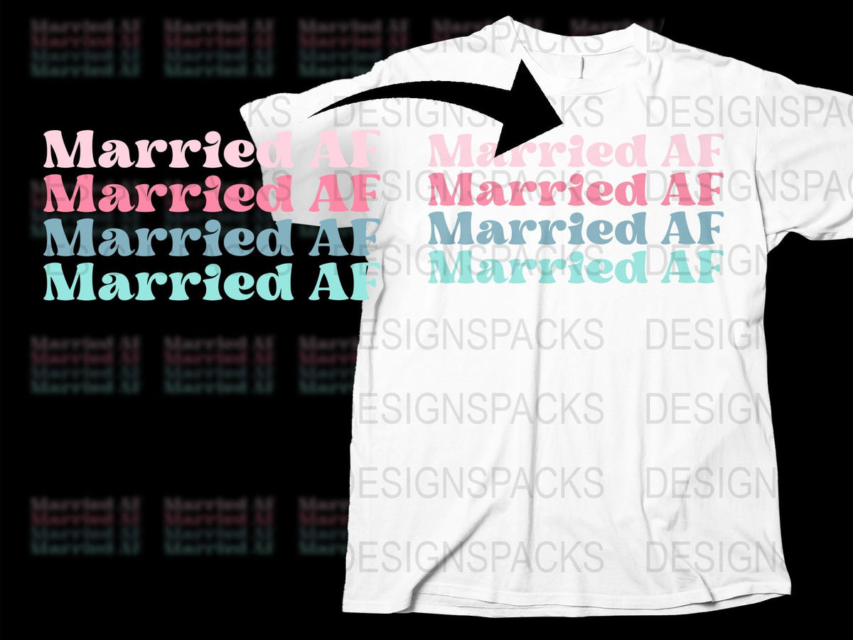 Married AF T-Shirt, Funny Newlywed Gift, White Graphic Tee for Couples, Wedding Celebration Top