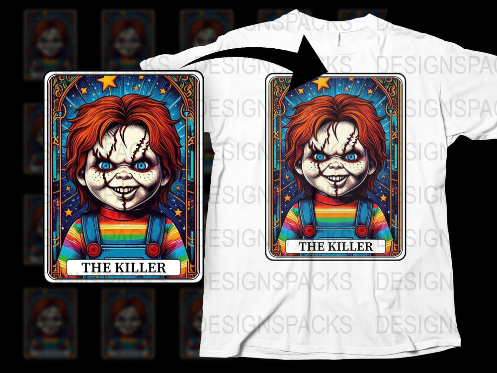 Horror Movie Inspired T-Shirt, Chucky Graphic Tee, Vintage Style Killer Design, Collectible Fan Merchandise