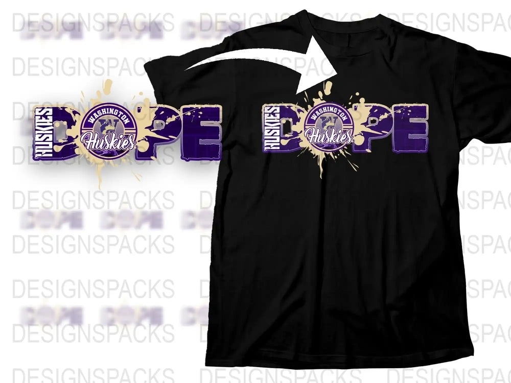 Huskie Pride T-Shirt, Purple and White, Splatter Design, College Team Spirit, Unisex Apparel